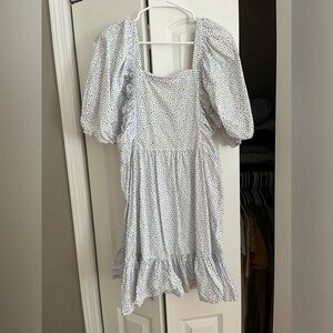 Blue & White spotted puffy sleeve dress